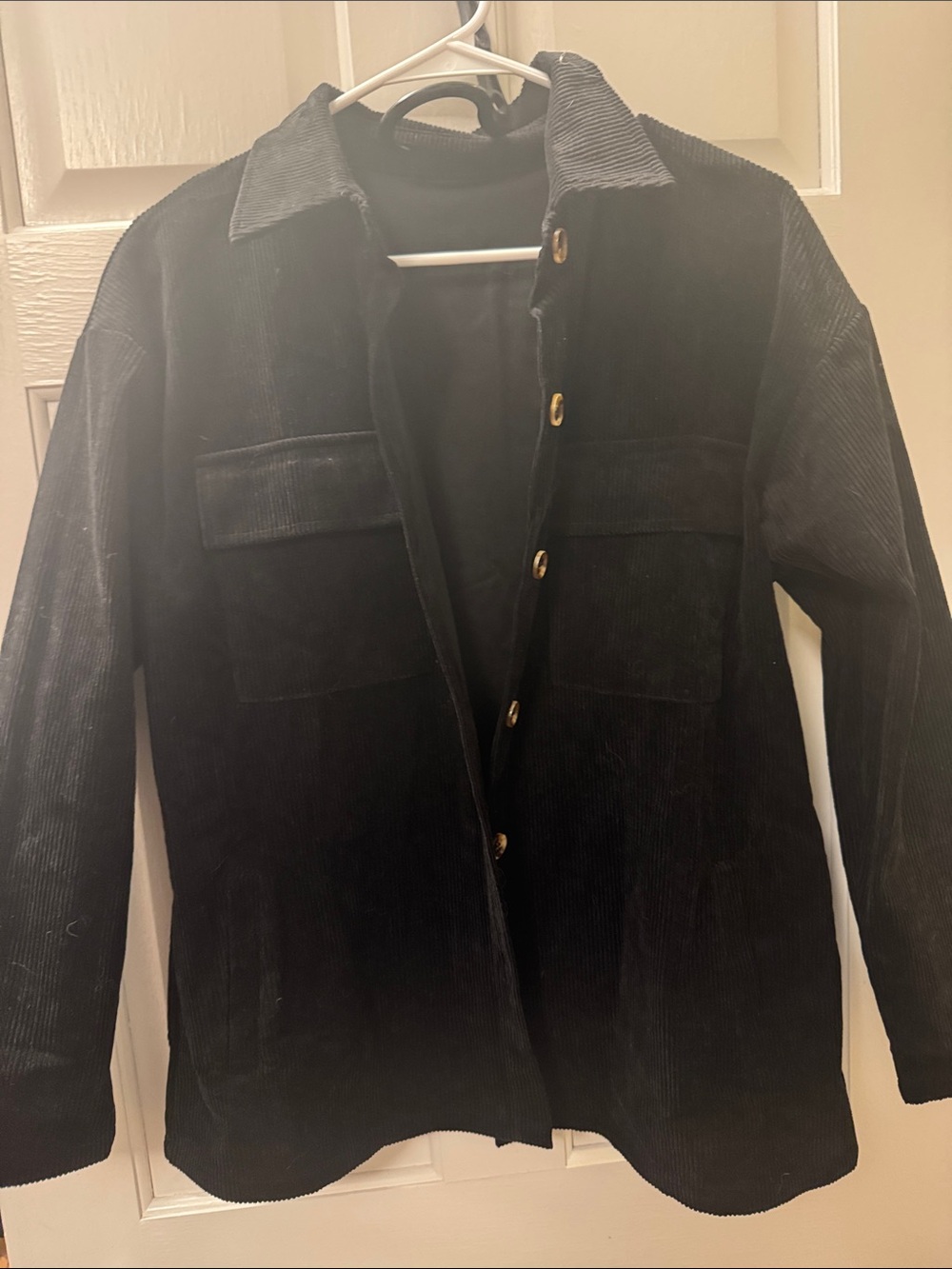 Women’s Black Corduroy Button-Up Jacket